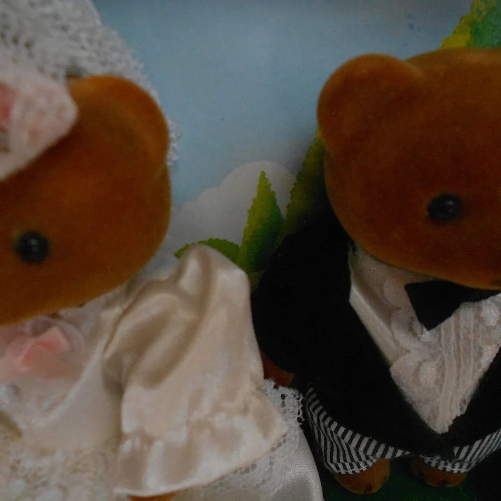 Vtg. 1986 Bride & Groom Teddy Bear Story